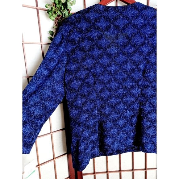 Alex Evenings 1 Button Glitter Twinset - Blk/Royal - Picture 11 of 15